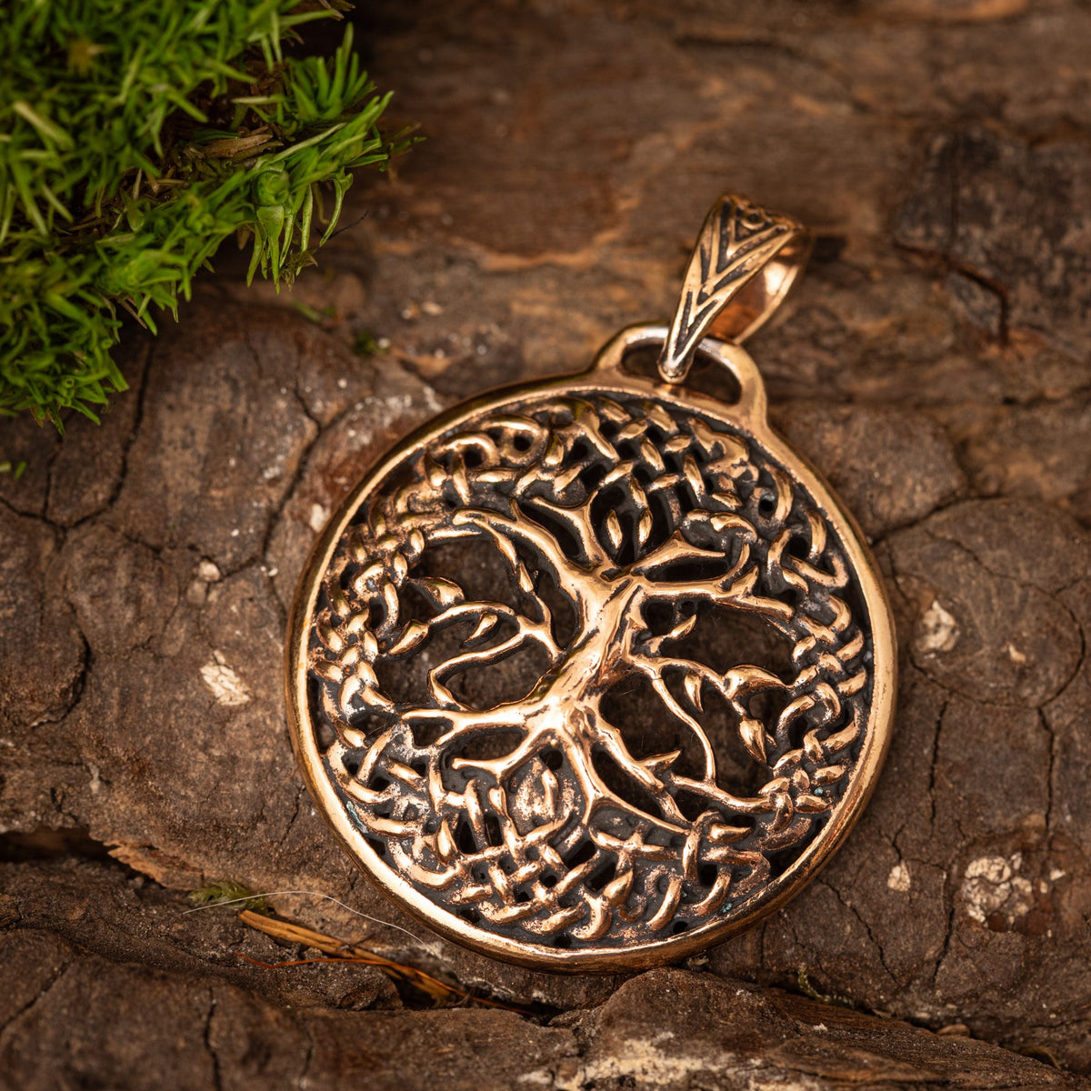 Yggdrasil Livets Træ Rund Vedhæng Bronze – billede 1