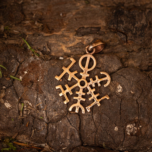 Vejviser Rund Amulet Vedhæng Bronze – billede 1