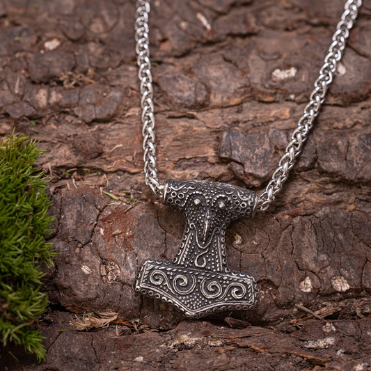 Thors Hammer Ornament Vedhæng Stål Med Kæde – billede 1