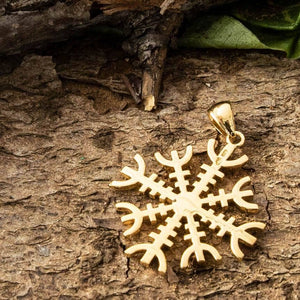Rune Amulet Ægishjalmur Vedhæng Forgyldt 925s Sterling Sølv